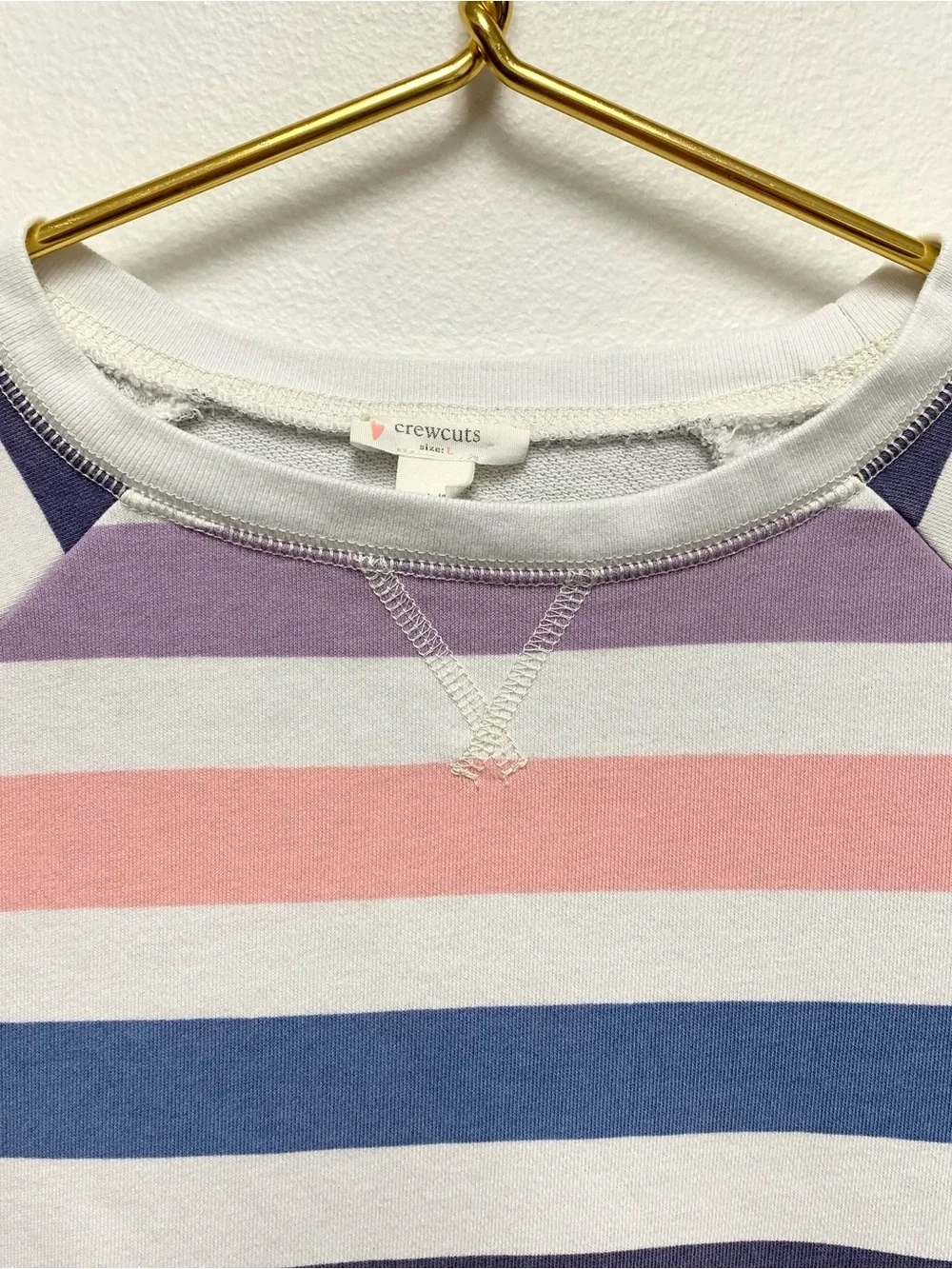 Crewcuts Girls Raglan Sleeve Crewneck Sweatshirt Size L Pastel Stripes J Crew